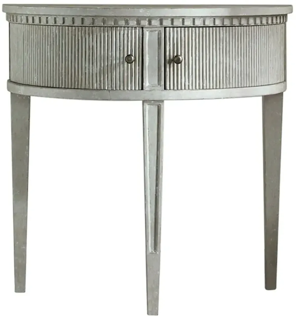 Felisima French Country Hand Carved Demilune Antique Grey Console Table