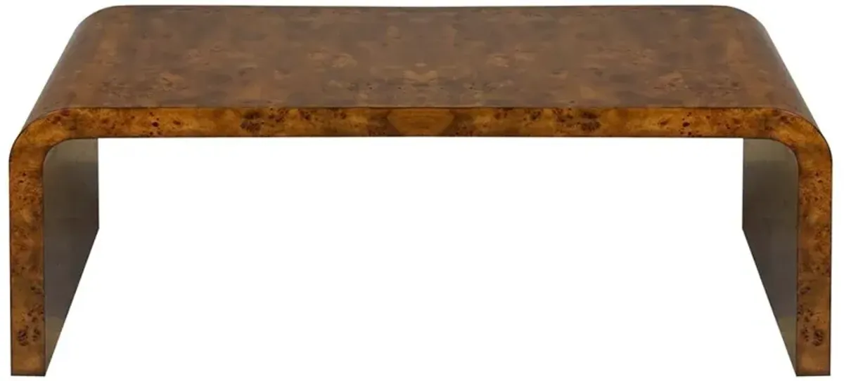 Worlds Away Newbury Modern Classic Dark Brown Burl Rectangular Coffee Table