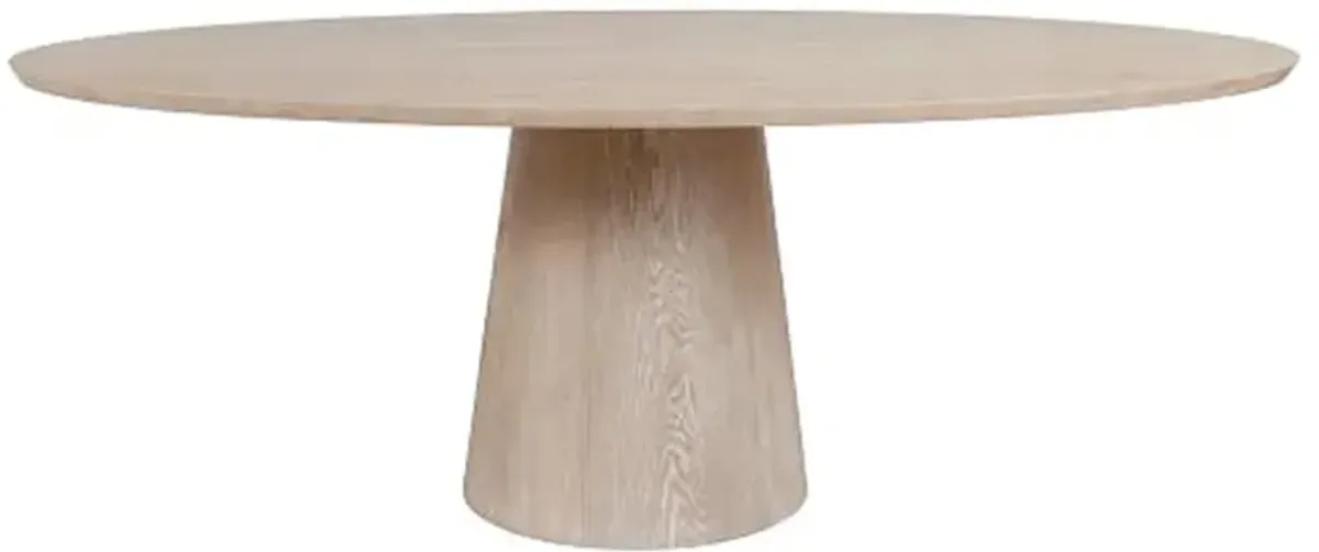 Worlds Away Jefferson Rustic Lodge Beige Wood Pedestal Oval Dining Table - 86"W