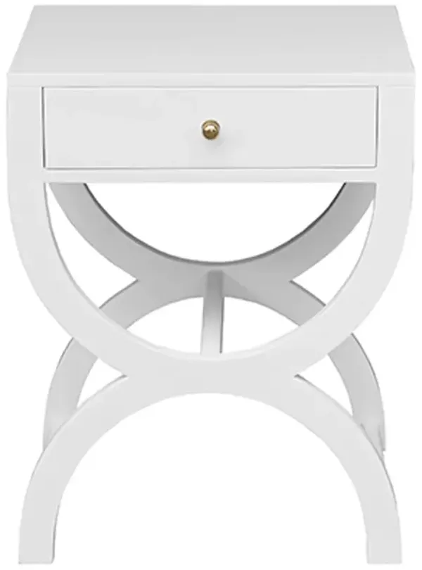 Worlds Away Alexis Modern Classic Matte White Wood Rectangular Side Table