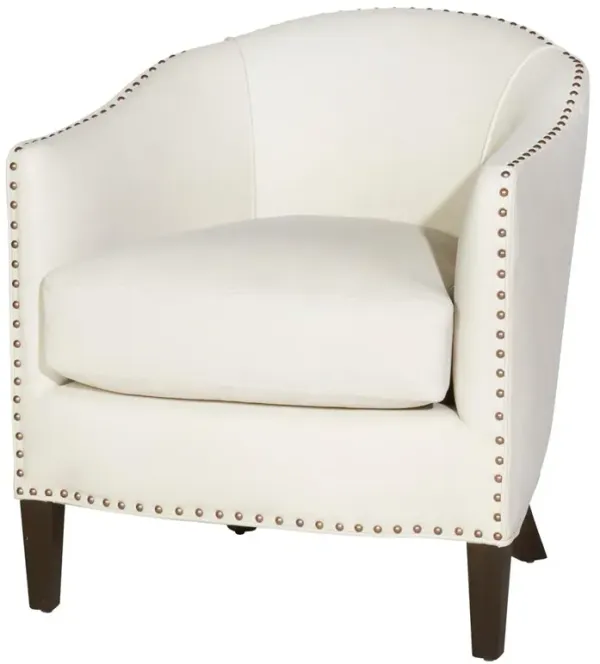 Cisco Home Crescent Modern Classic Cream Leather Round Upholstered Arm Chair