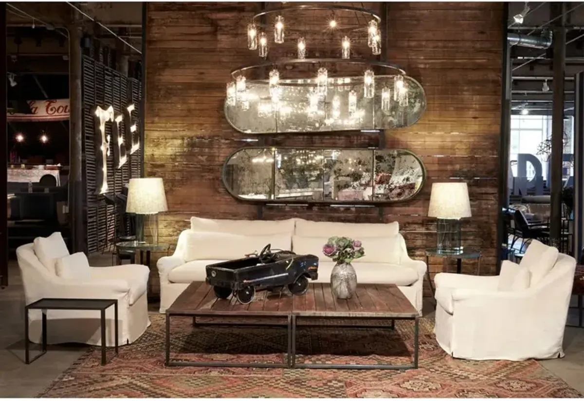 Cisco Home Genevieve Modern Classic  Ivory Linen Slipcovered Sofa - 84 inch