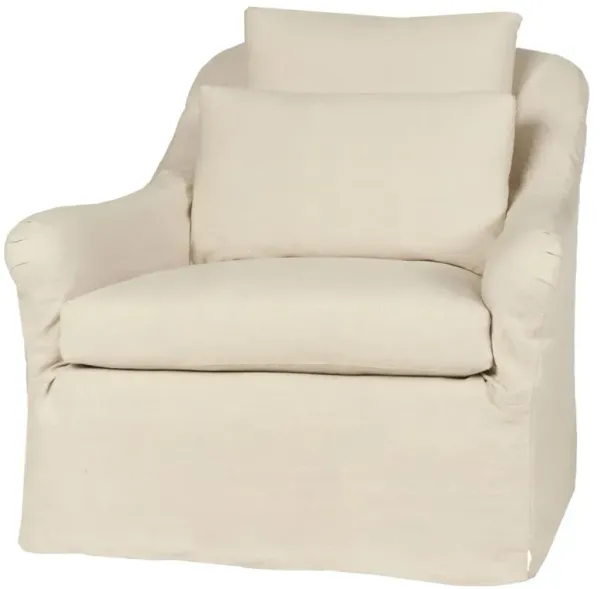 Cisco Home Genevieve Modern Classic Cream Linen Slip Cover Arm Chair