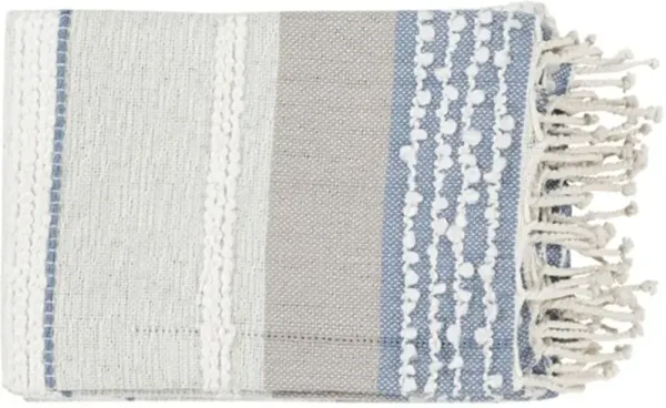 Adelle Modern Classic Hand Woven Cotton Blue Accent Bed Throw Blanket