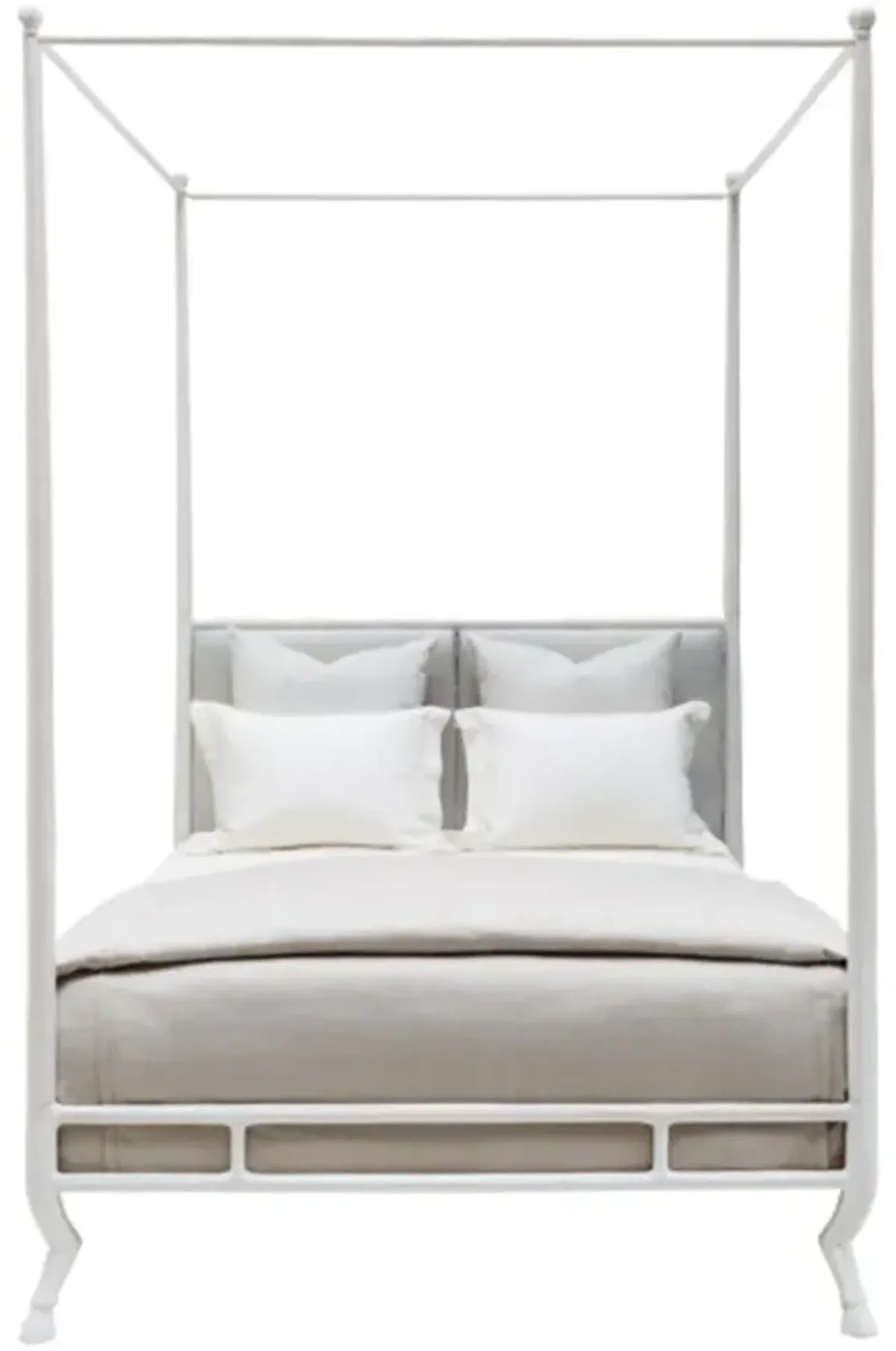 Faline French Country Sand Dollar Upholstered White Metal Bed - Cal. King