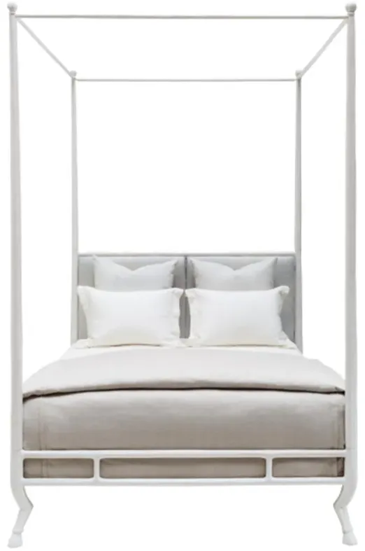 Faline French Country Silvery Moon Upholstered White Metal Bed - Cal. King