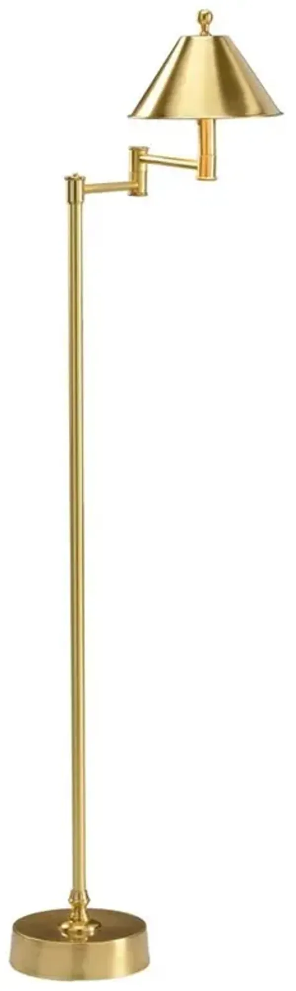 Whittaker Industrial Loft Gold Metal Adjustable Swing Arm Floor Lamp