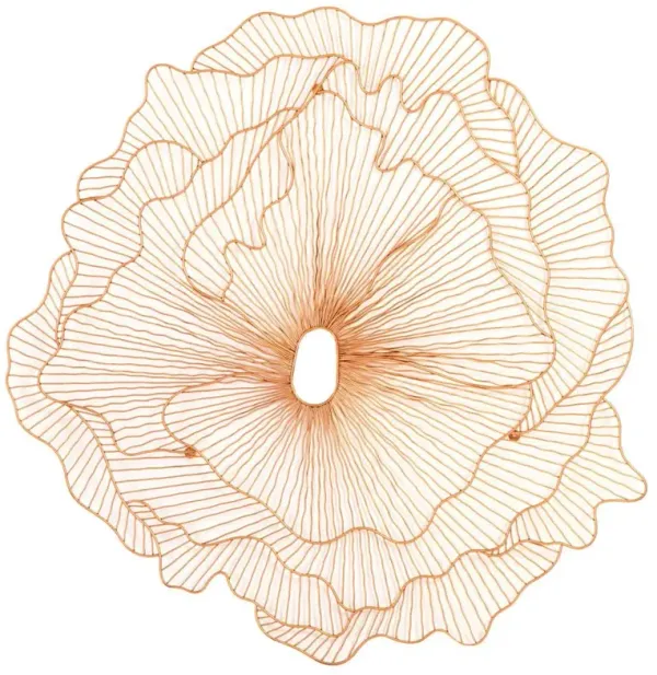 Cadmus Modern Copper Reclaimed Metal Wire Flower Wall Sculpture