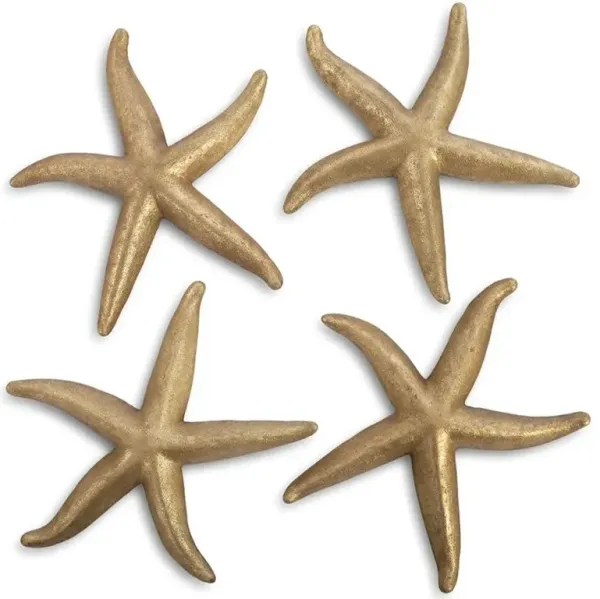 Xerxes Coastal Gold Leaf Starfish Wall Sculpture Set - Large