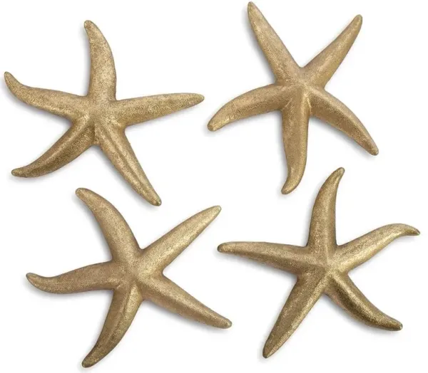 Xerxes Coastal Gold Leaf Starfish Wall Sculpture Set - Medium