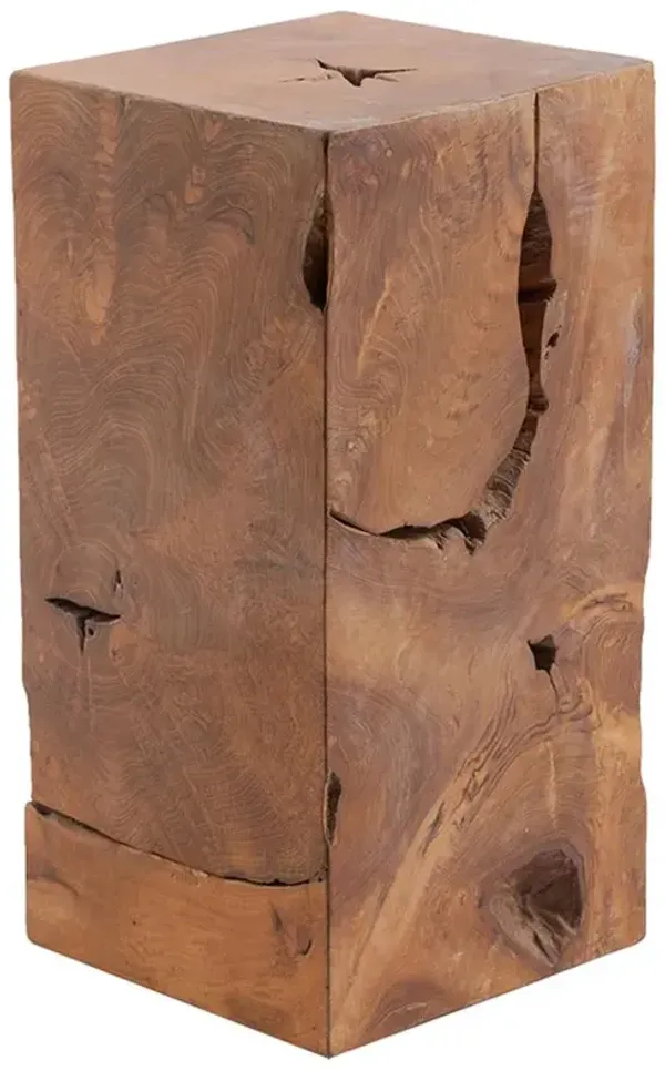 Zaria Coastal Beach Teak Wood Slice Square Plinth Pedestal - 24"