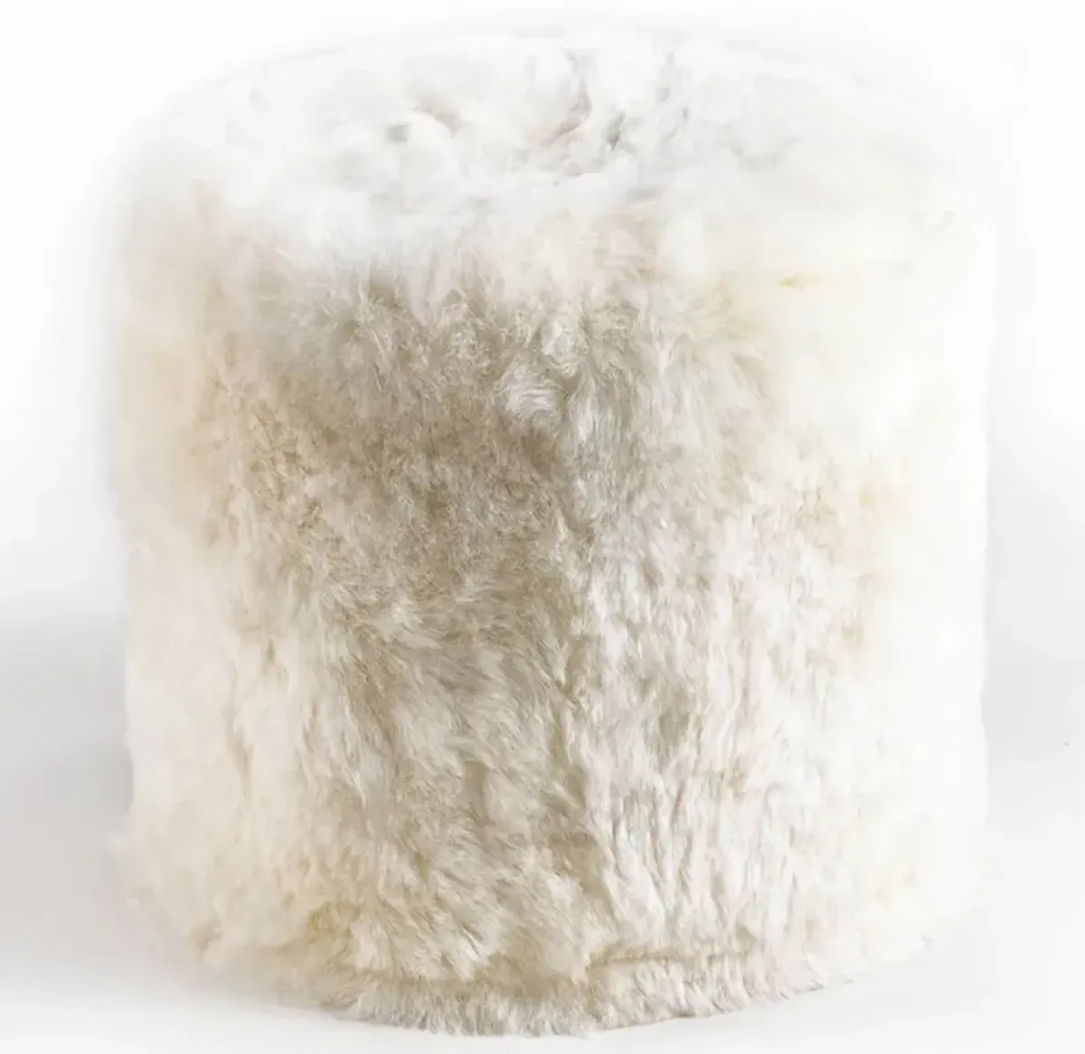 Brody Modern Classic White Short Wool Pouf