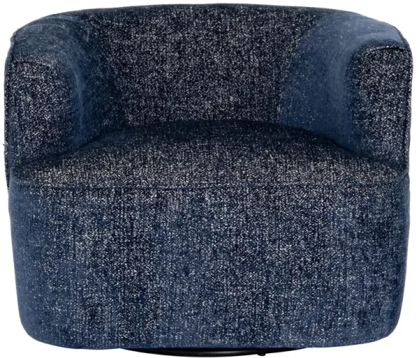 Adelyn Modern Classic Blue Performance Round Swivel Barrel Chair