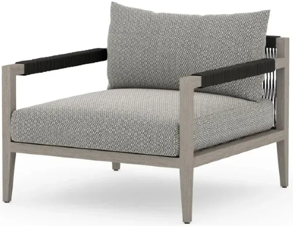 Cheryl Modern Dark Grey Cushion Teak Wood Outdoor Arm Chair