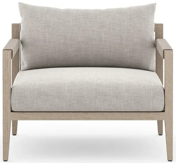 Cheryl Modern Light Grey Cushion Natural Teak Wood Outdoor Arm Chair