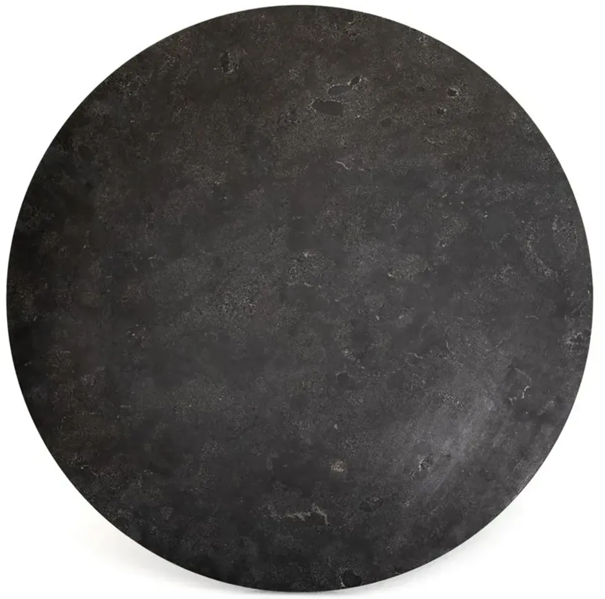 Perry Modern Classic Black Bluestone Top Iron Round Dining Table - 42"W