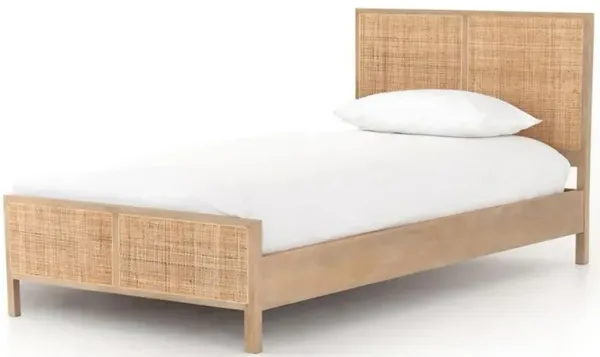 Rhian Brown Woven Cane Mango Wood Coastal Bed - Twin