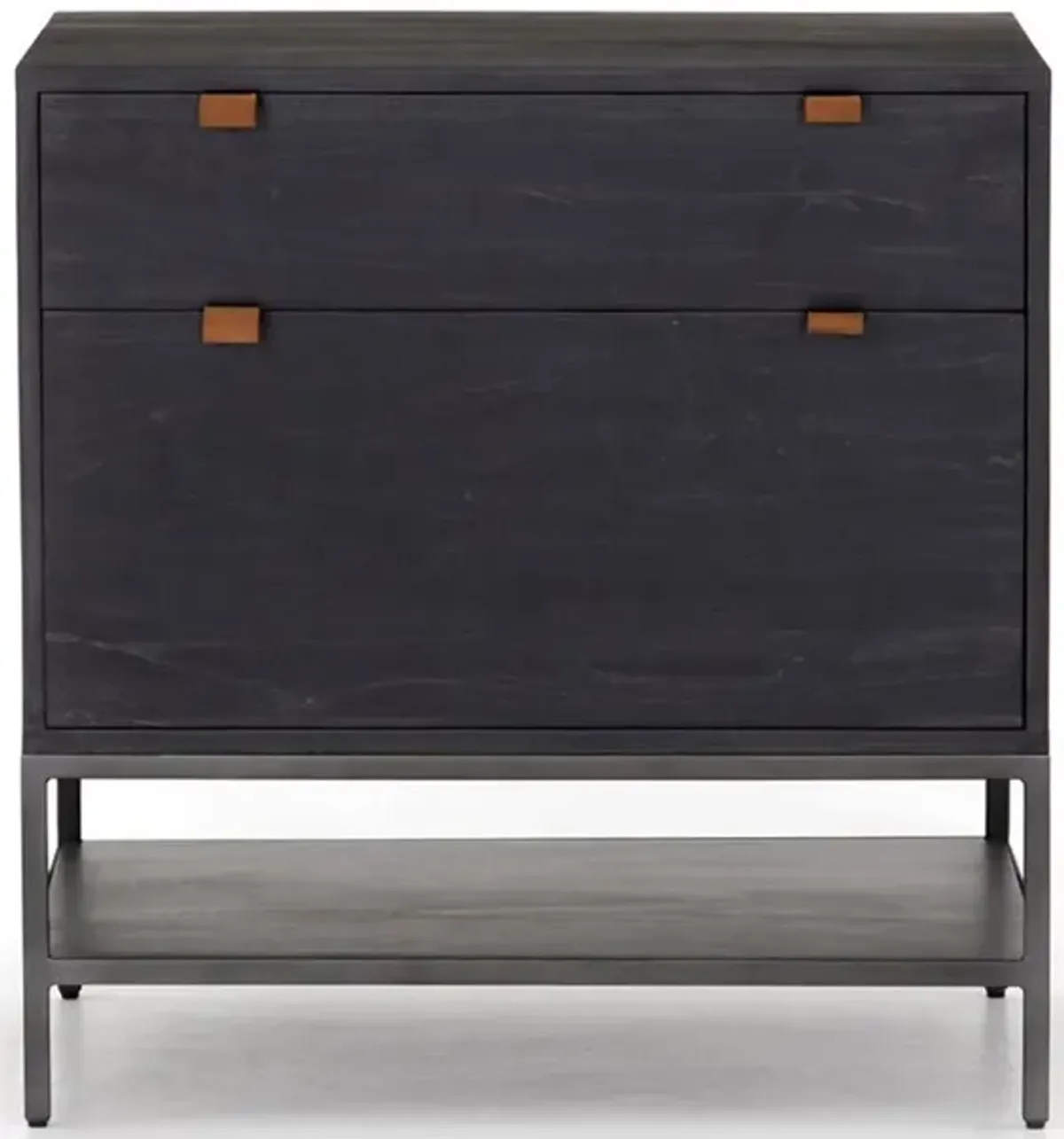 Theodore Industrial Loft Black Wood Filing Cabinet