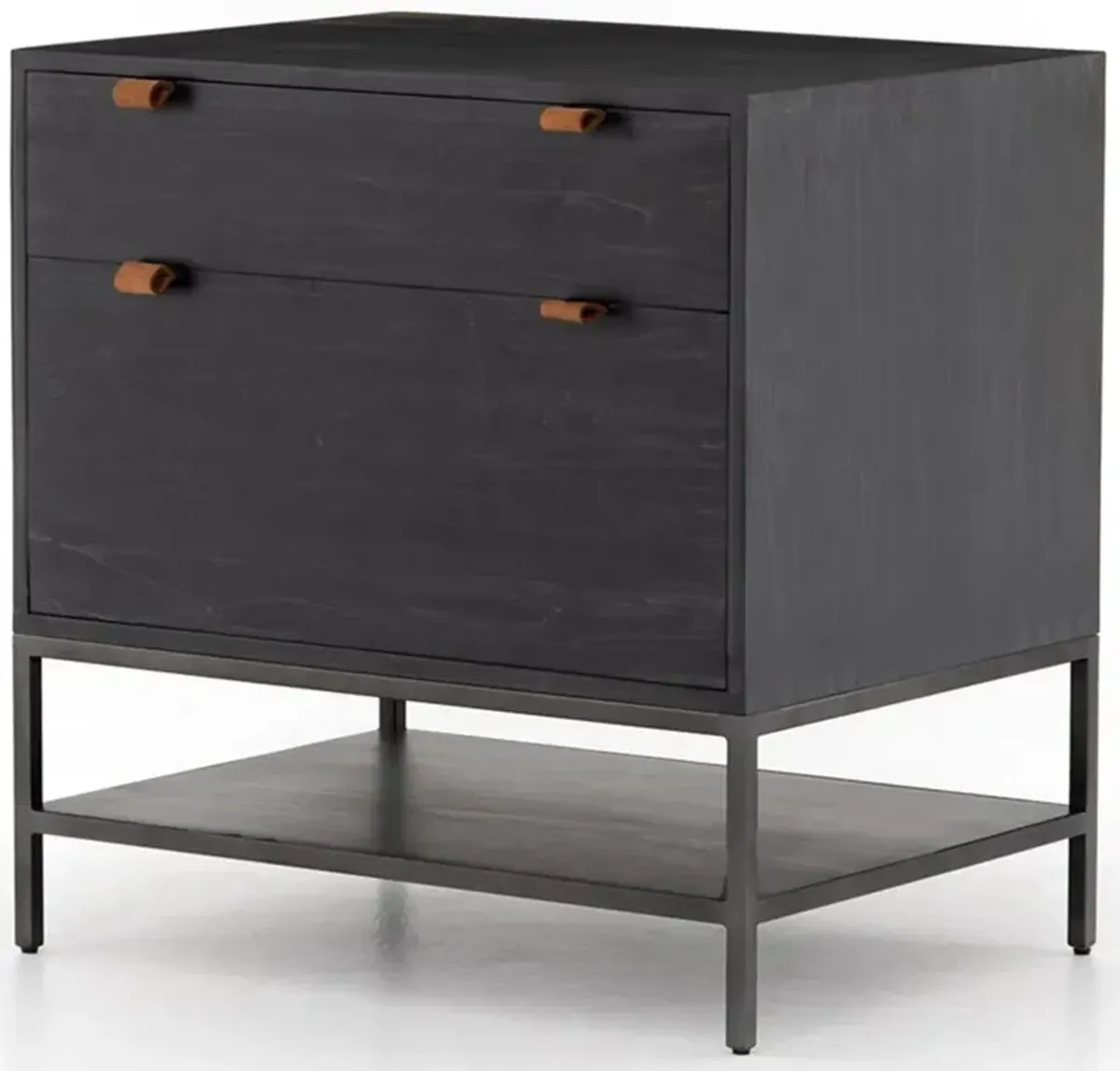 Theodore Industrial Loft Black Wood Filing Cabinet