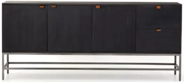 Theodore Industrial Loft Black Wood Grey Iron 3 Door 2 Drawer Sideboard