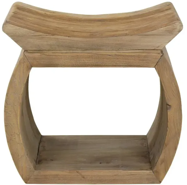 Florence Coastal Beach Reclaimed Elm Wood Stool