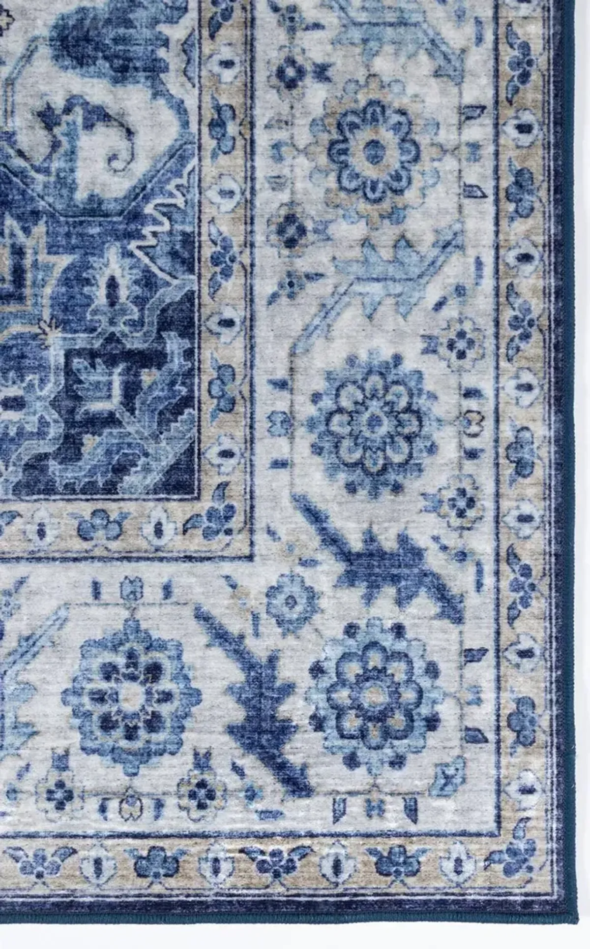 Coen French Country Navy Blue Medallion Patterned Rug - 5'x8'