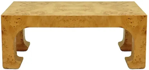 Worlds Away Nicola Modern Classic Brown Burl Rectangular Pagoda Coffee Table