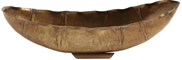 Declan Modern Classic Antique Brass Oval Decorative Bowl - Large