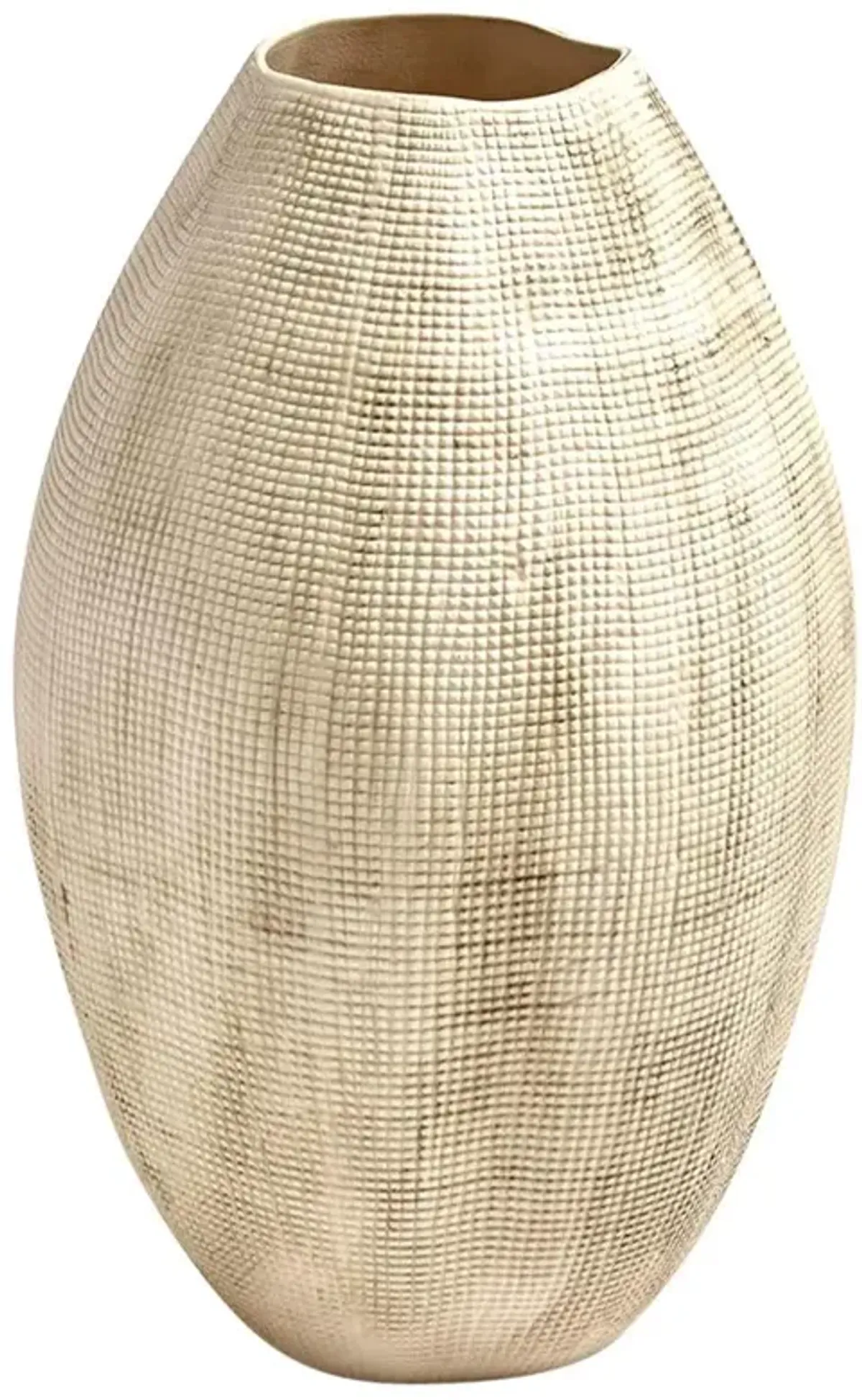 Novie French Country Rustic White Ceramic Textured Vase