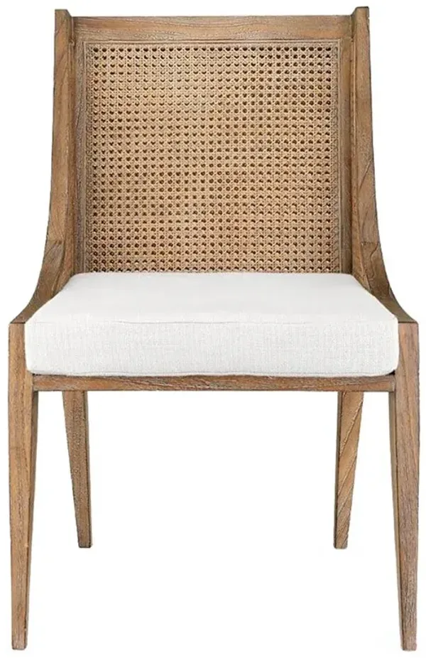 Raleigh Coastal Driftwood Mahogany Woven Cane Dining Side Chair
