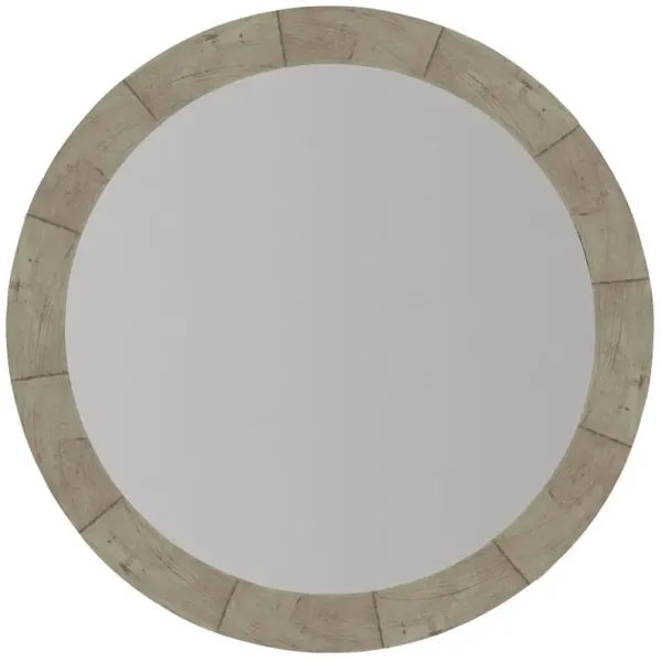 Maxine Modern Classic Brown Wood Round Wall Mirror