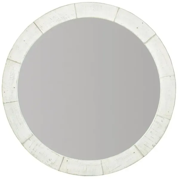 Maxine Modern Classic Brushed White Wood Round Wall Mirror