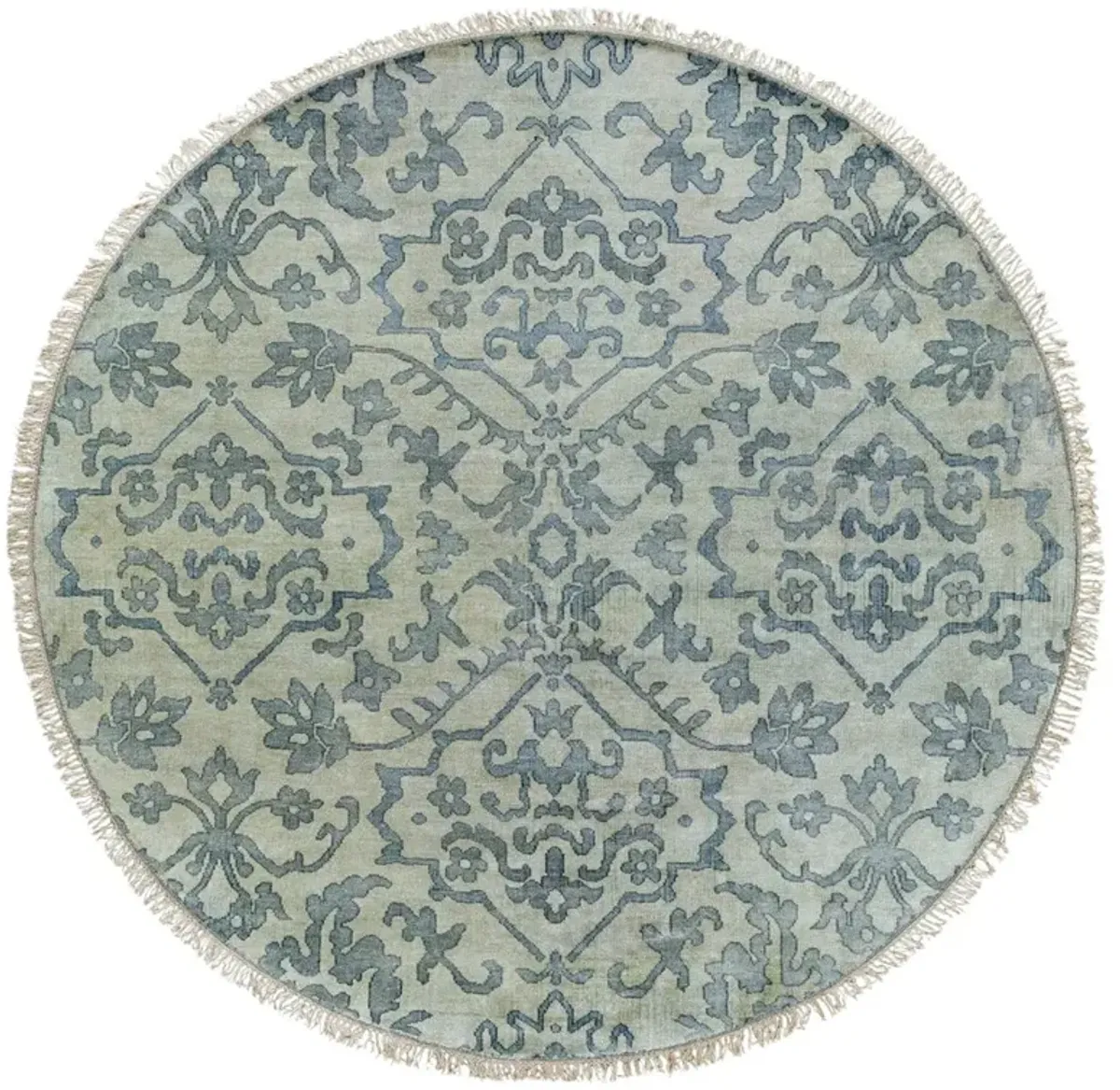 Caerus Light Sage Wool Medallion Patterned Hand Knotted Rug - 10' Round