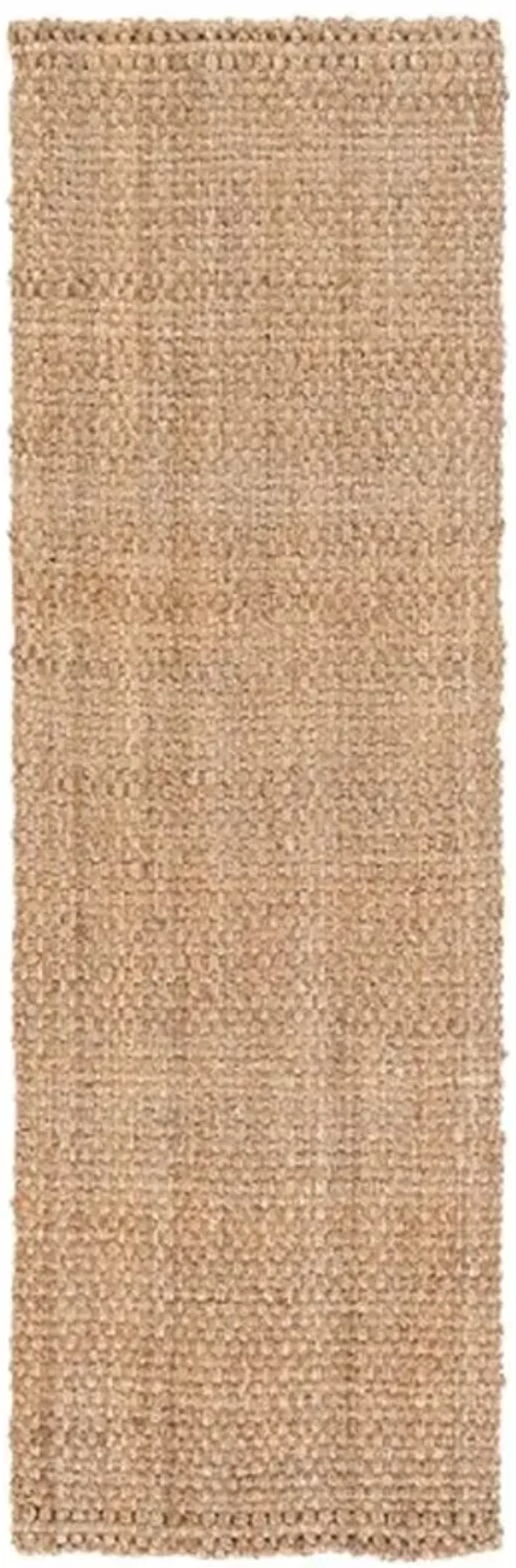 Jamie Coastal Beach Natural Brown Jute Rug - 2'6"x8'