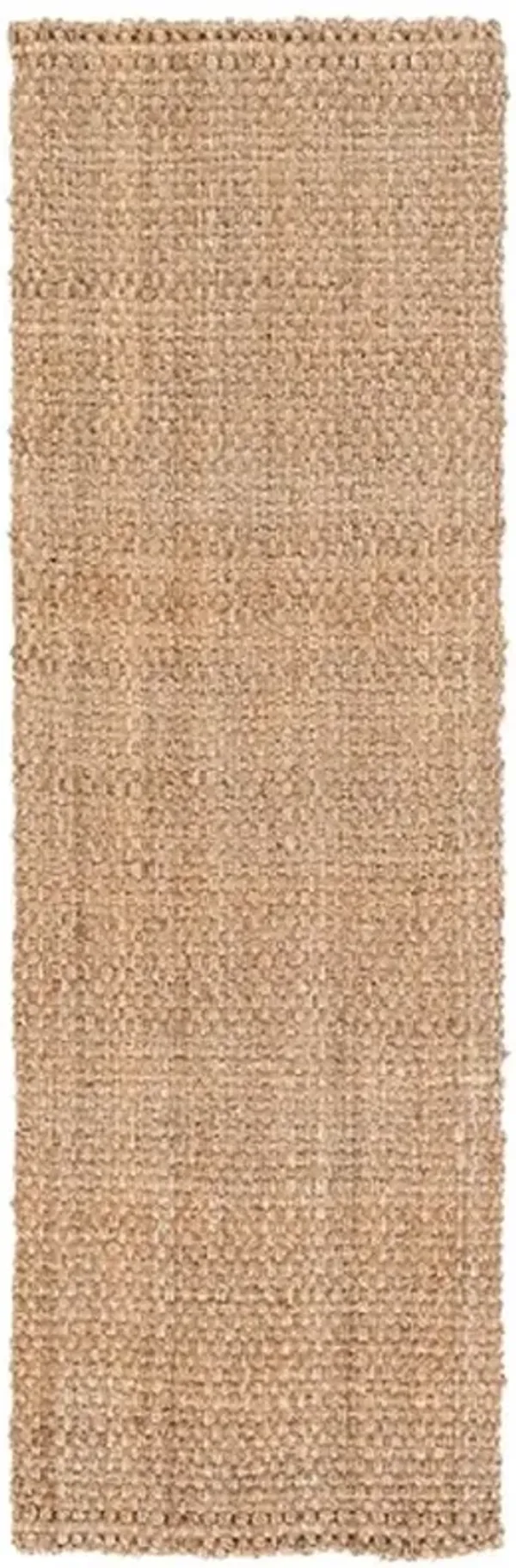 Jamie Coastal Beach Natural Brown Jute Rug - 3'x12'