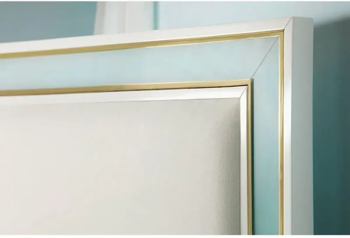 Tracy French Country White Wood Seaglass Accent Bed - King