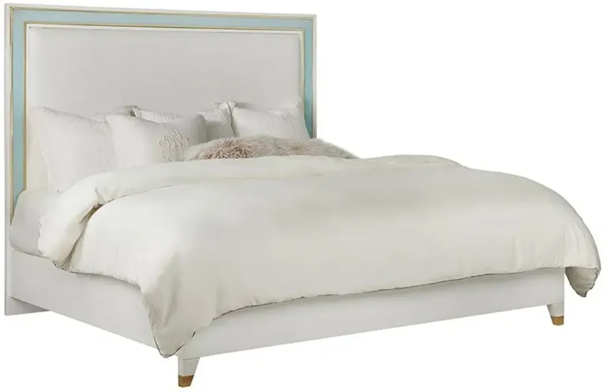 Tracy French Country White Wood Seaglass Accent Bed - King