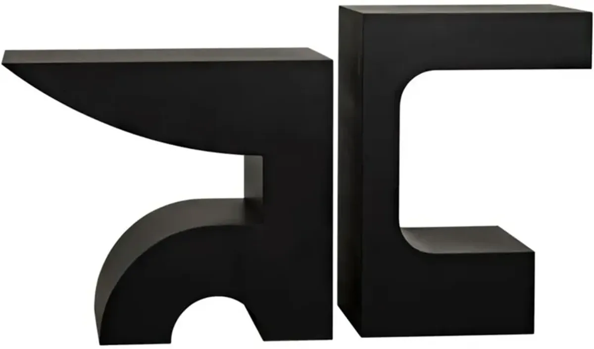 Selah Modern Classic 2 Black Geometric Metal Console Tables - Set of 2