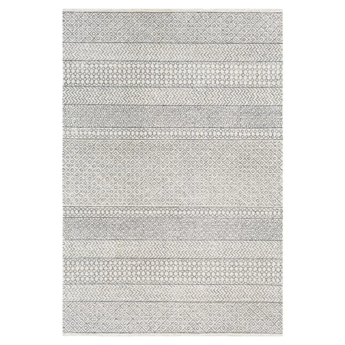 Selena Global Bazaar Grey Wool Patterned Rug - 2'x3'