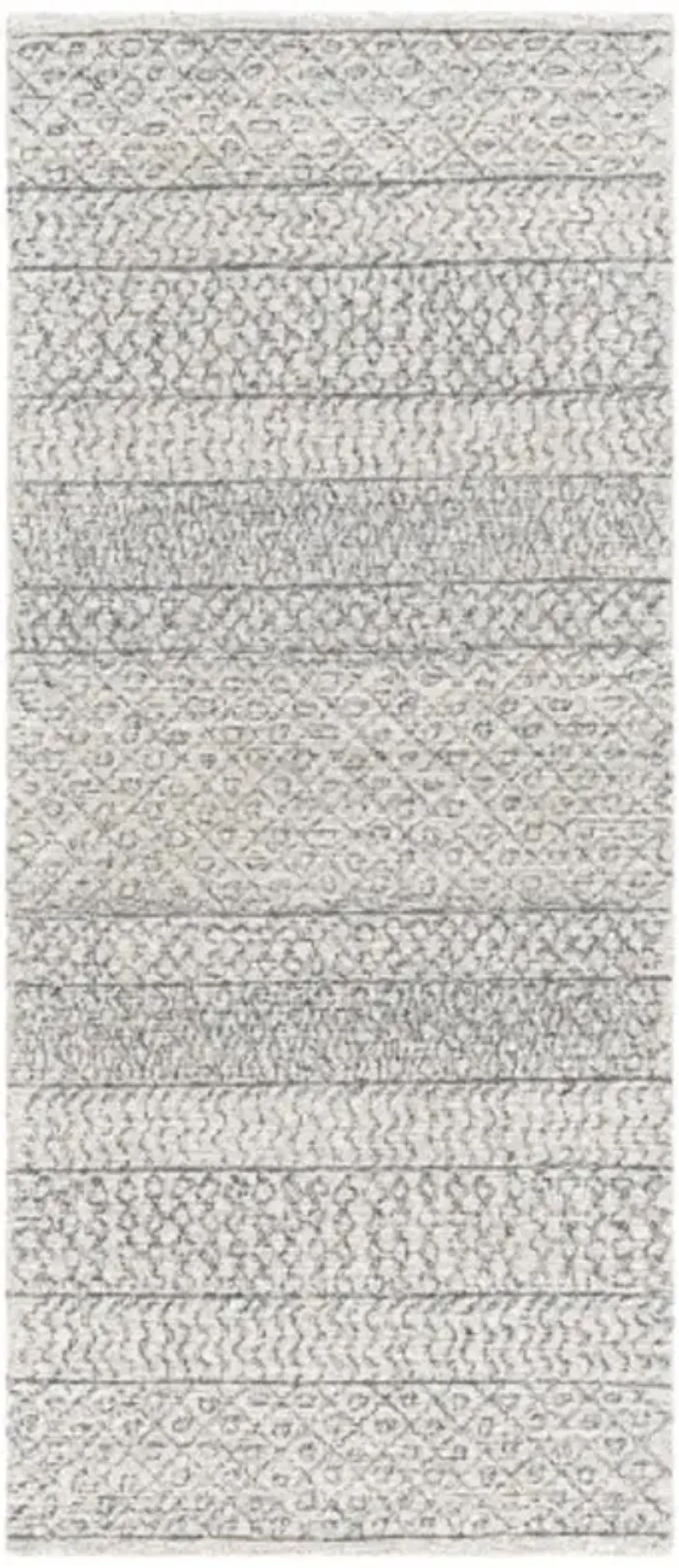 Selena Global Bazaar Grey Wool Patterned Rug - 2'6"x6'