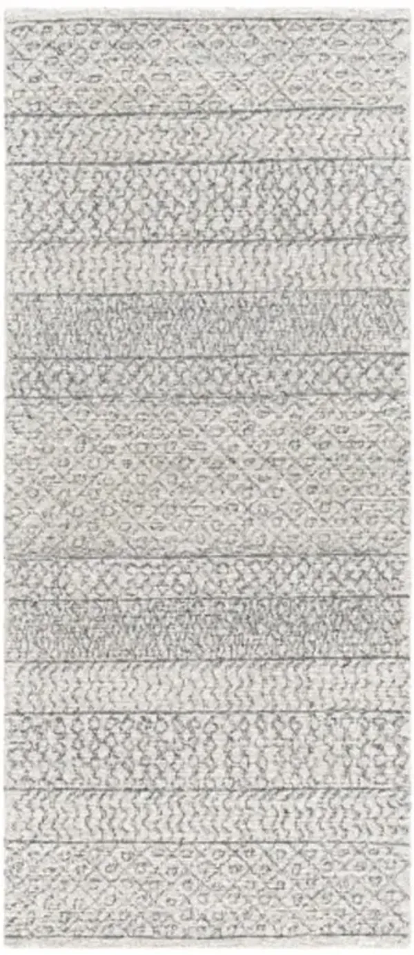 Selena Global Bazaar Grey Wool Patterned Rug - 2'6"x6'