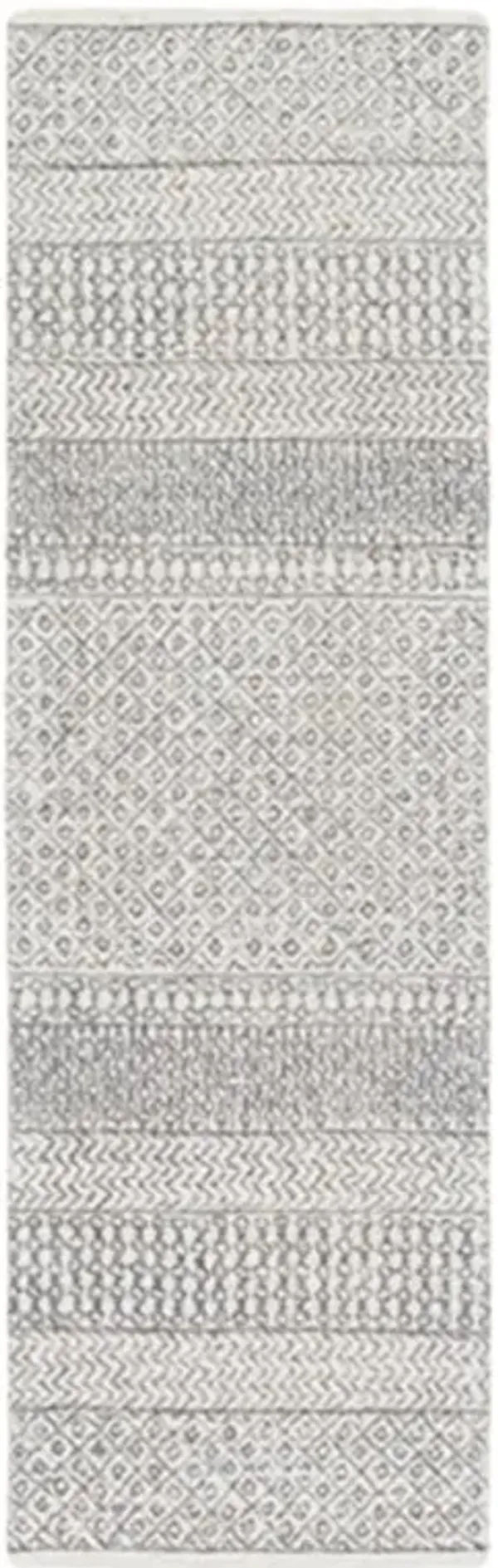 Selena Global Bazaar Grey Wool Patterned Rug - 2'6"x8'