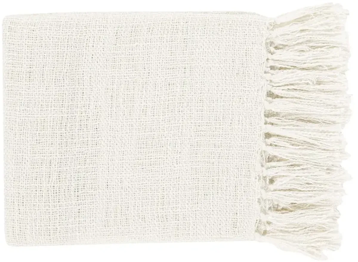 Angelie Modern Classic White Woven Throw Blanket