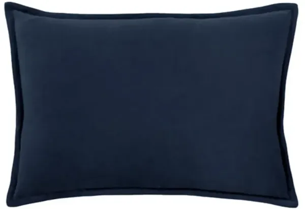 Anika Modern Classic Navy Blue Velvet Flange Down Lumbar Pillow - 13 x 19