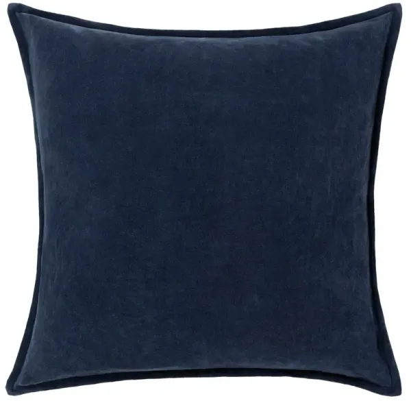 Anika Modern Classic Navy Blue Velvet Flange Down Pillow - 22x22