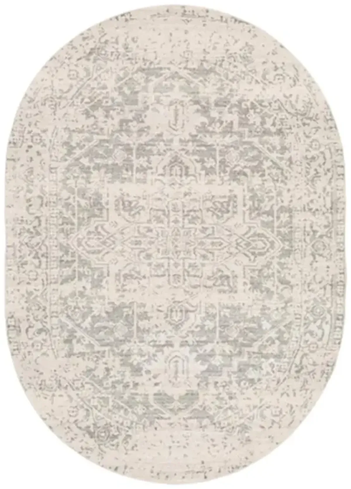 Cataleya Global Bazaar Beige Patterned Rug - 6'7"x9' Oval