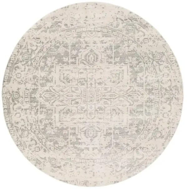 Cataleya Global Bazaar Beige Patterned Rug - 5'3" Round