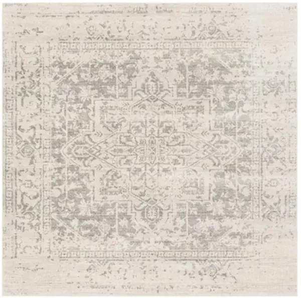 Cataleya Global Bazaar Beige Patterned Rug - 6'7" Square