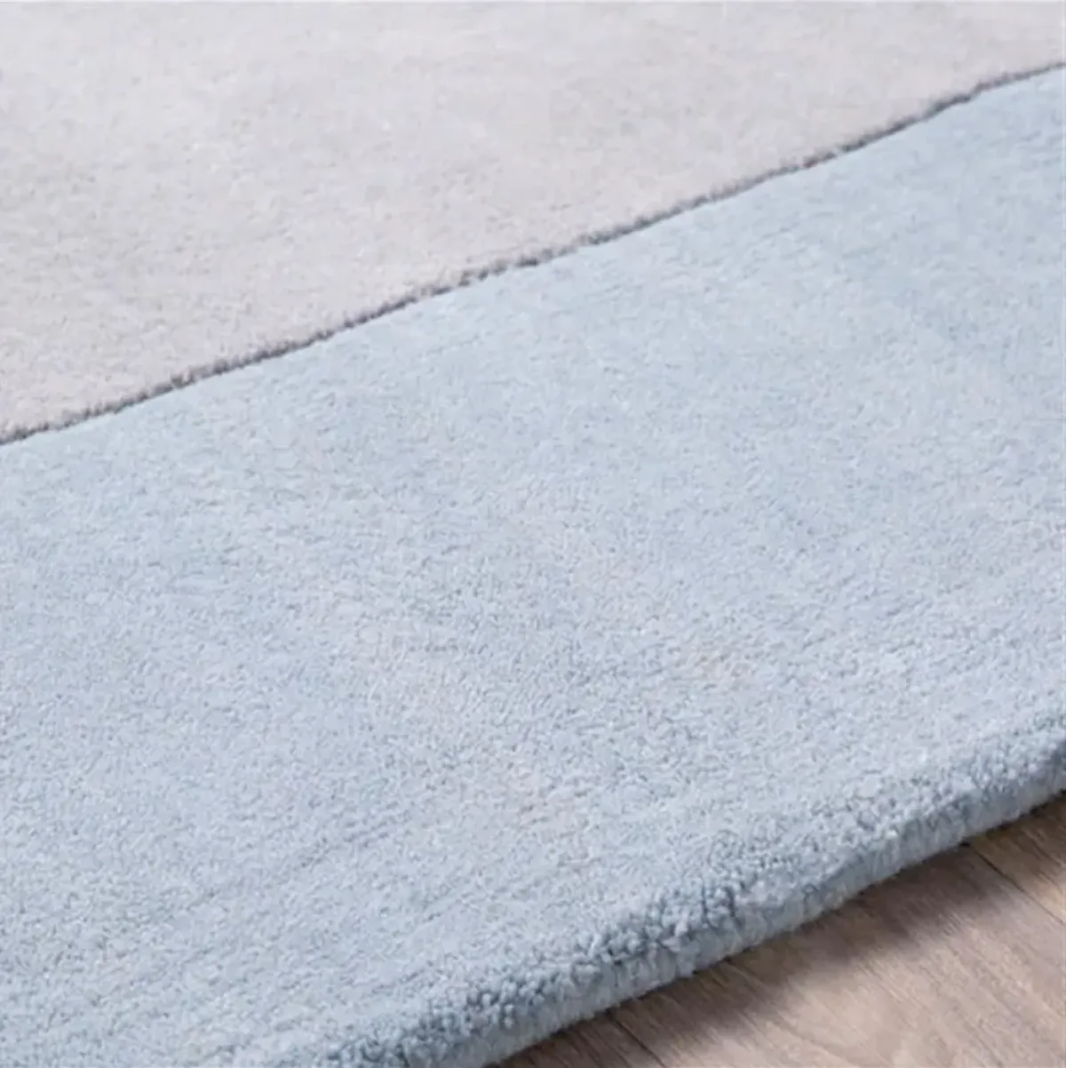Norah Modern Classic Grey Wool Blue Border Solid Rug - 2'6"x8'