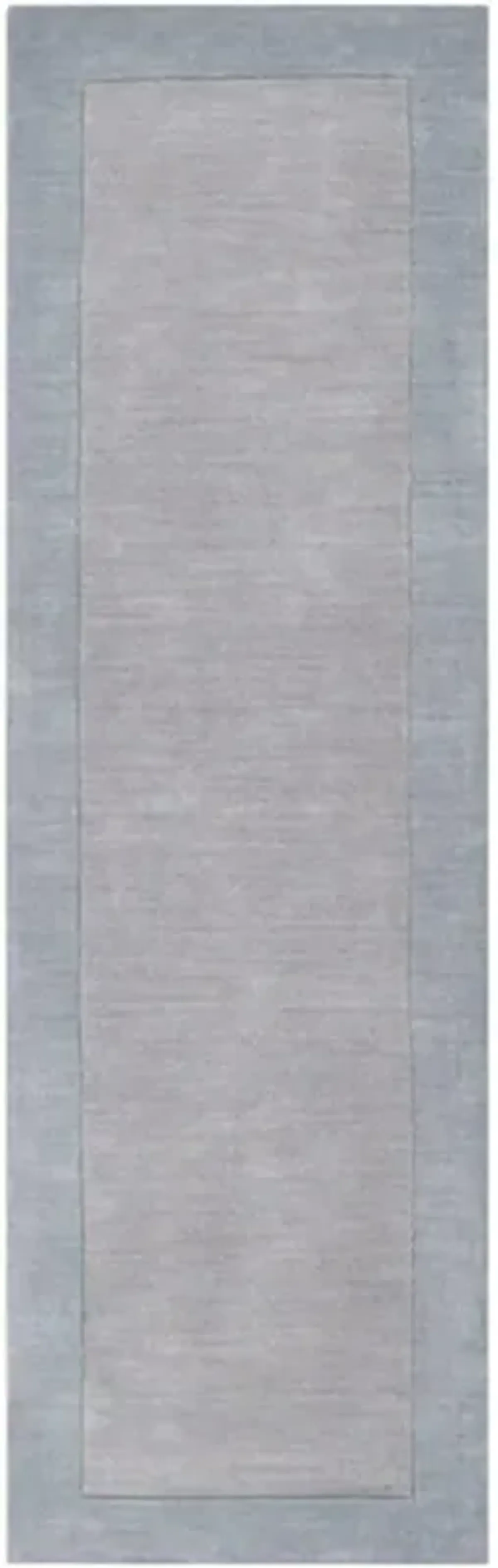 Norah Modern Classic Grey Wool Blue Border Solid Rug - 2'6"x8'